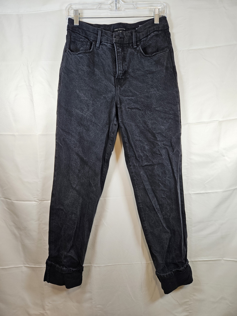 Good American Washed Black Boyfriend Jeans Preppy Casual Quiteluxury 0-25 - Picture 1 of 8